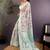 Sea green floral embroidered silk blend banarasi saree