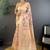 Peach floral zari silk blend handloom banarasi saree