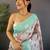 White floral zari silk blend handloom banarasi saree