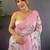 Pink floral zari silk blend designer banarasi saree