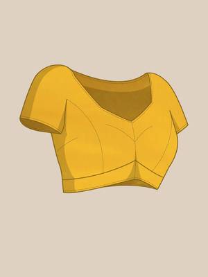 Yellow chanderi saree with blouse piece 4