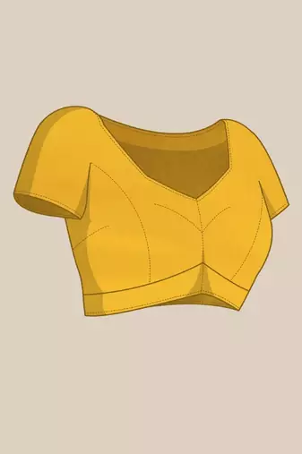 Yellow chanderi saree with blouse piece