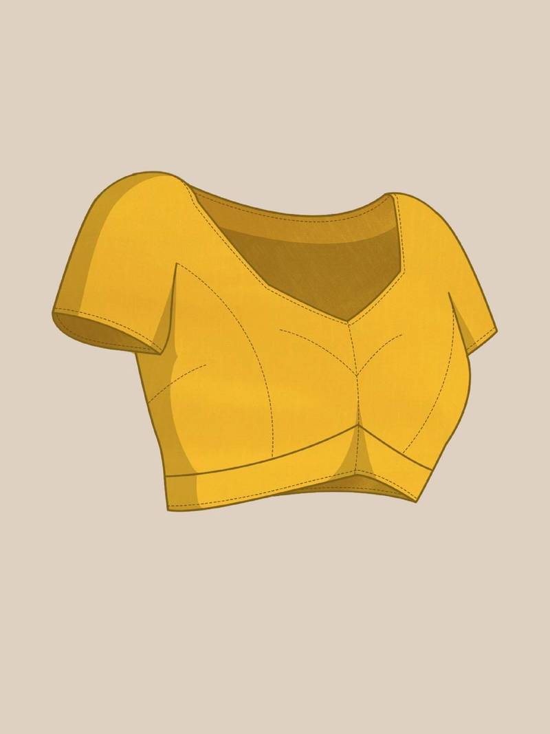Yellow chanderi saree with blouse piece