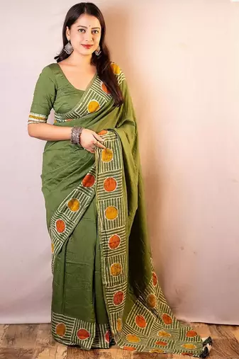 Green chanderi saree
