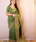 Green chanderi saree