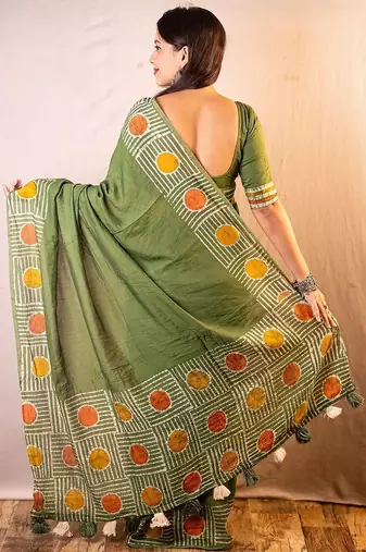Green chanderi saree