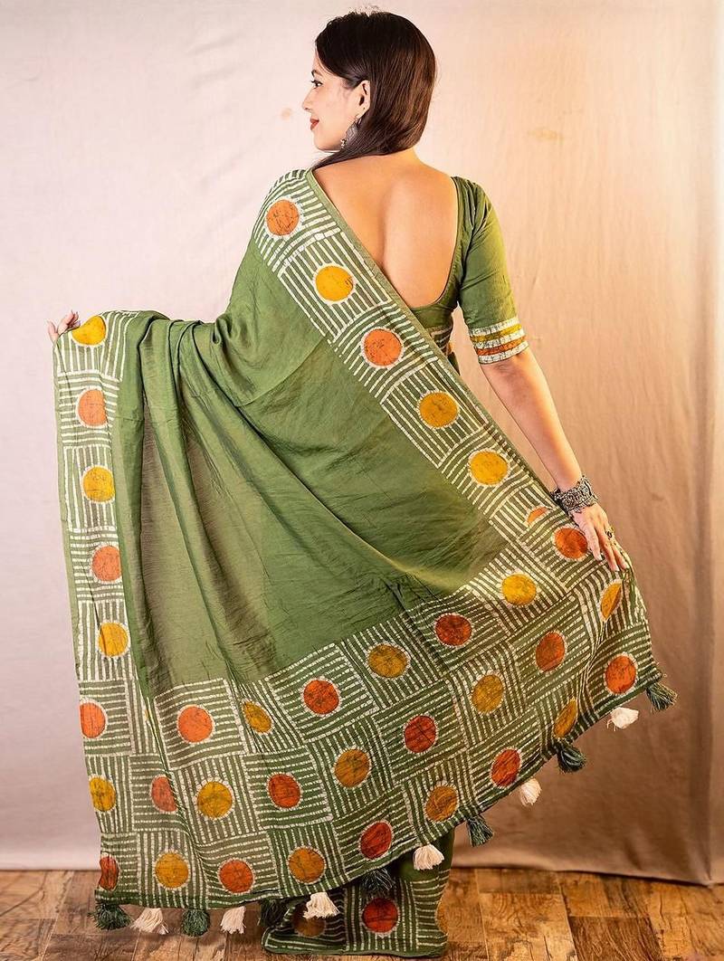 Green chanderi saree