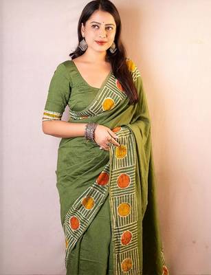Green chanderi saree 3
