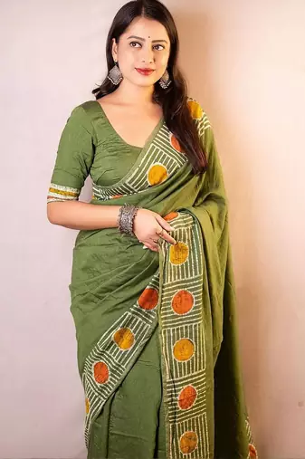 Green chanderi saree