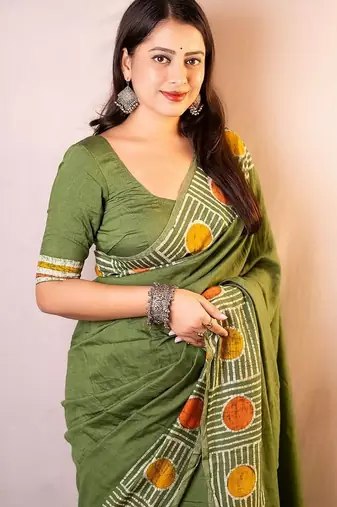 Green chanderi saree