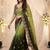 Green floral embroidered poly georgette heavy work saree