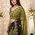 Green floral embroidered poly georgette heavy work saree