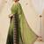 Green floral embroidered poly georgette heavy work saree