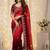 Red embellished embroidered poly georgette heavy work saree