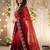 Red embellished embroidered poly georgette heavy work saree