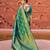 Green floral woven design zari saree