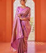 Pink woven design ethnic motifs zari saree