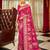 Pink floral woven design zari silk blend saree