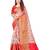 White ethnic motifs printed banarasi saree