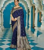 Blue ethnic woven design zari saree