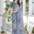 Grey geometric printed pure chiffon dabu saree
