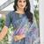 Grey geometric printed pure chiffon dabu saree