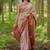 Peach woven design zari silk blend saree