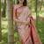 Peach woven design zari silk blend saree