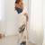 Off white floral sequinned pure chiffon saree