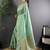 Sea green woven design soft lichi silk saree with flower weaving and matching blouse piece