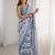 Multicolor floral mirror work pure chiffon saree