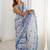 Multicolor floral mirror work pure chiffon saree