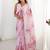 Pink floral sequinned pure chiffon saree