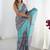 Grey floral sequinned pure chiffon designer ikat saree