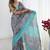Grey floral sequinned pure chiffon designer ikat saree