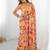 Yellow floral sequinned pure chiffon designer saree