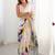 White floral sequinned pure chiffon designer saree
