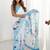 White floral sequinned pure chiffon saree