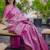 Pink woven design zari silk blend saree