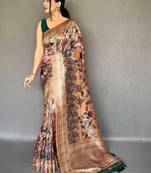 Yellow yellow printed silk blend sarees