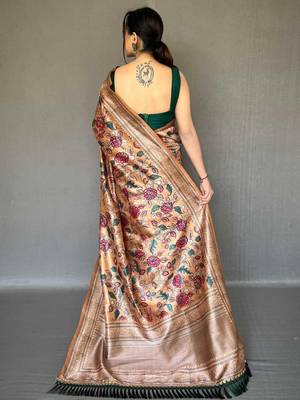 Yellow yellow printed silk blend sarees 2