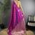 Purple woven design soft lichi silk saree with flower weaving and matching blouse piece