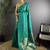 Teal floral woven design zari saree