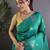 Teal floral woven design zari saree