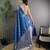 Turquoise woven design saree with flower weaving and matching blouse piece