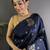 Navy blue woven design zari silk saree