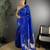 Navy blue woven design saree with blouse piece