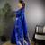 Navy blue woven design saree with blouse piece