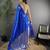 Navy blue woven design saree with blouse piece