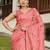 Pink floral embroidered pure cotton saree
